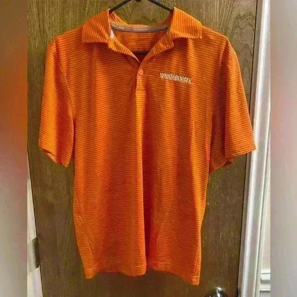 Whataburger Golf Polo for Men Size Small Orange Stripes Dry-fit type material - Picture 1 of 5